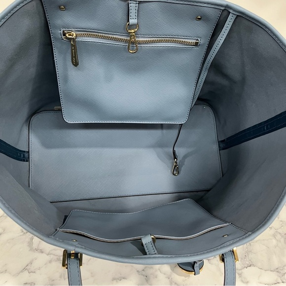 Michael Kors Jet Set Travel Tote Surf Blue Matching Hamilton Wallet - Picture 5 of 16